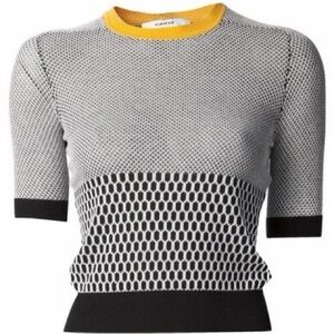 Carven Yellow and Gray Mesh Sweater